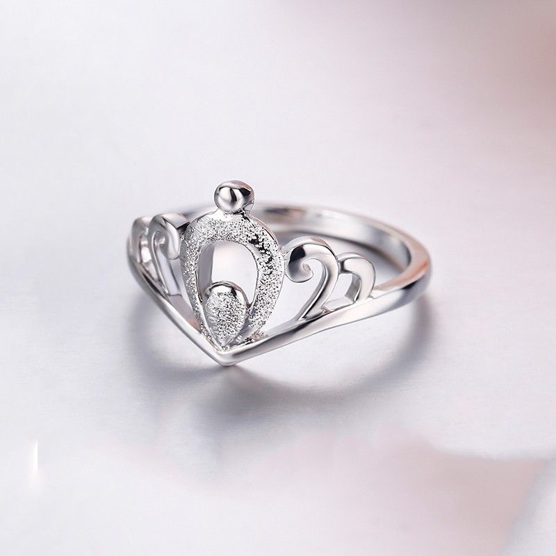 Bague De Fiançailles Couronne En Argent Sterling 925