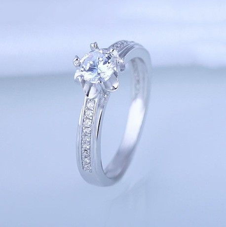 Bague De Fiançailles CZ En Argent Sterling 925 Avec Forme De Fleur Créative