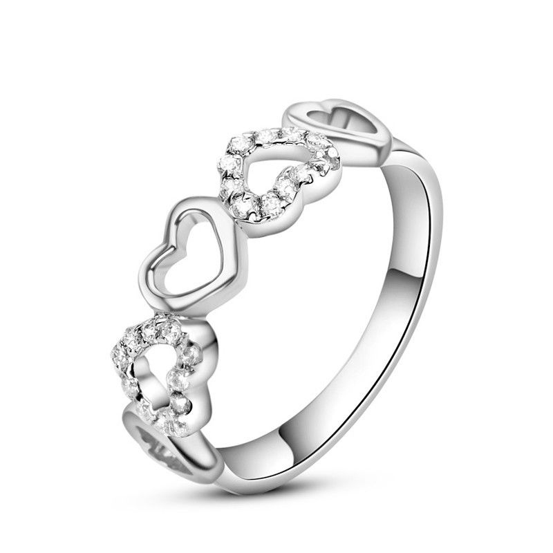 Bague De Fiançailles En Forme De Coeur S925 En Argent Incrusté De Zircone Cubique