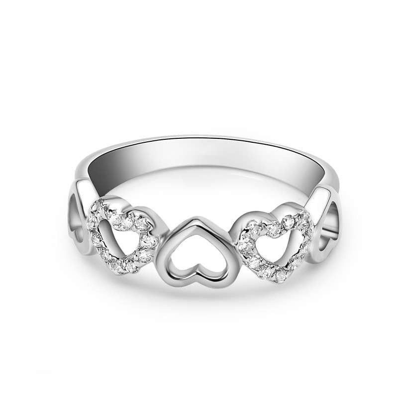 Bague De Fiançailles En Forme De Coeur S925 En Argent Incrusté De Zircone Cubique