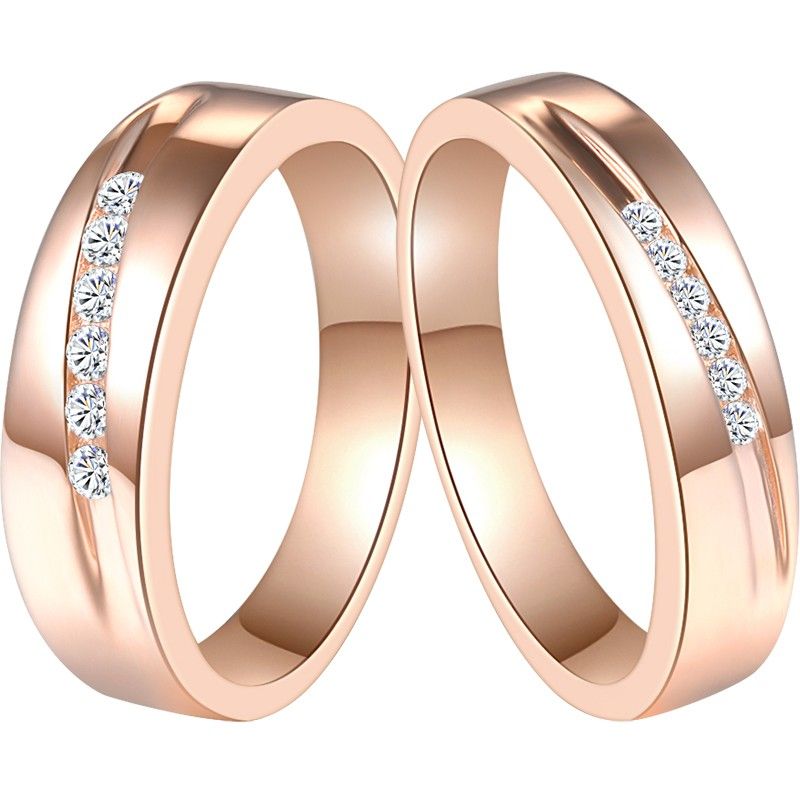 Bague De Fiançailles De Mariage En Or Rose Avec Promesse En Argent Sterling 925