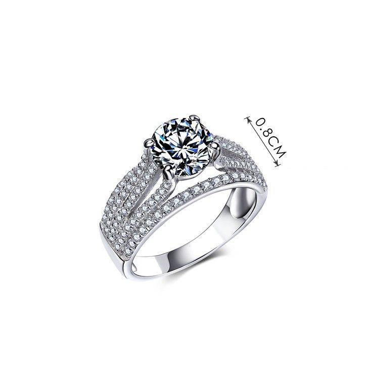 Bague De Fiançailles En Zircon Cubique Classique Avec Incrustation En Argent 925 De Luxe