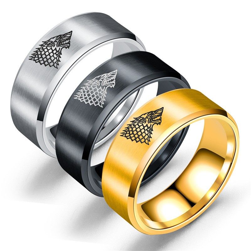 Bague Homme Personnalisée Ice Wolf Titanium Steel