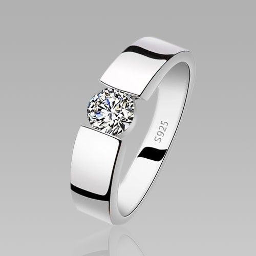 Bague De Mariage Classique En Argent Sterling 925 Avec Zircone Cubique