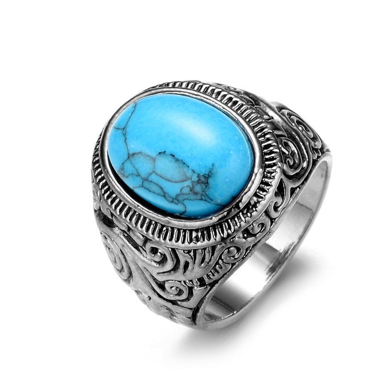 Bague En Pierre Turquoise En Titane Pour Homme