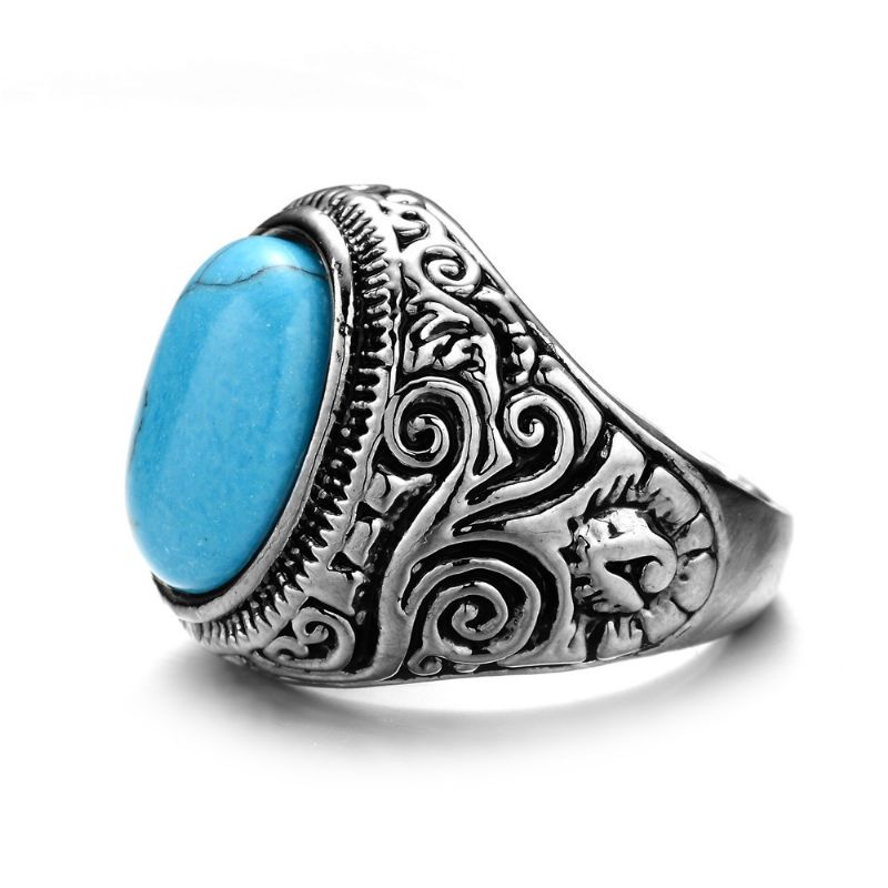 Bague En Pierre Turquoise En Titane Pour Homme