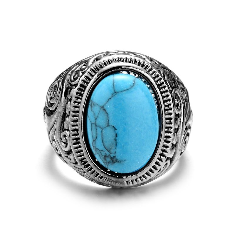 Bague En Pierre Turquoise En Titane Pour Homme