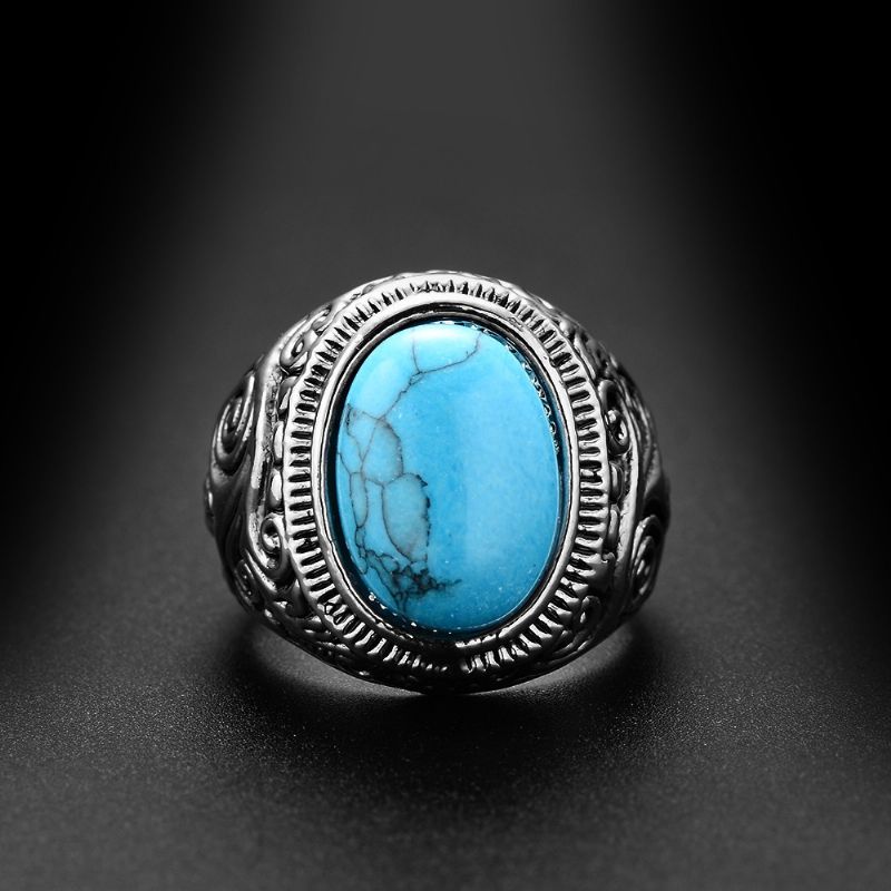 Bague En Pierre Turquoise En Titane Pour Homme