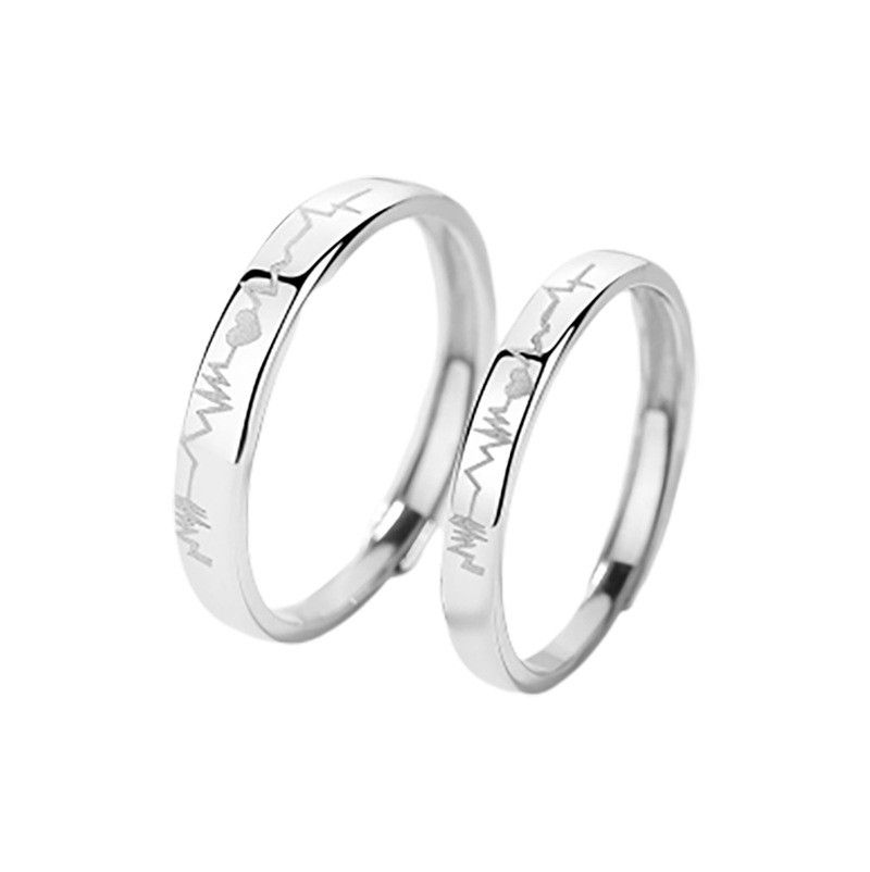 Bagues De Promesse De Battement De Coeur Pour Couples En Argent Sterling 925