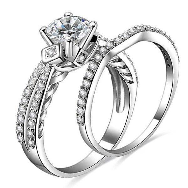 Charm Bague De Fiançailles En Argent Sterling 925 CZ Weddin Pour Femme