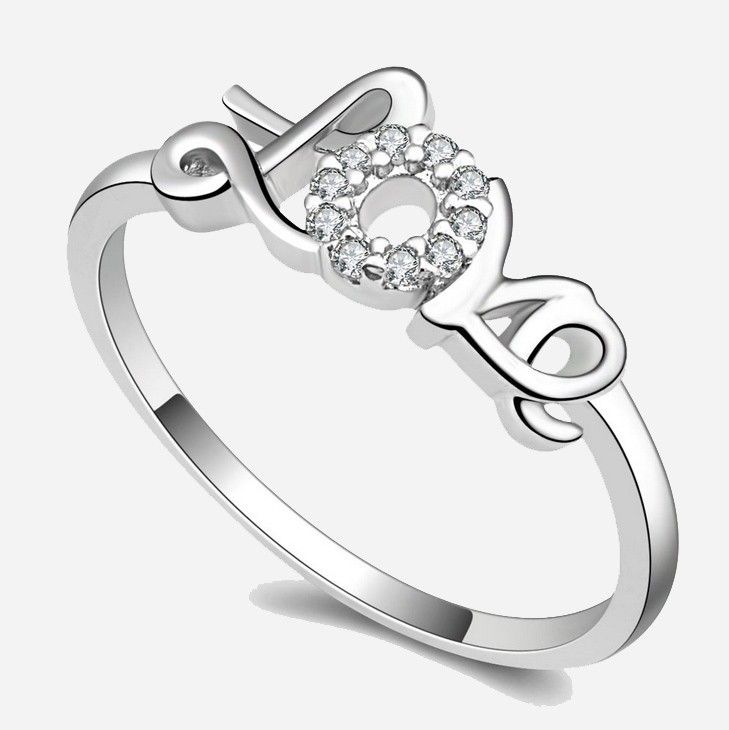 Charmante Bague Pour Femme En Argent Sterling 925 Avec Diamant D'amour