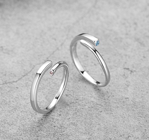 Compatible Les Uns Avec Les Autres S925 Anneaux De Couple Réglables Pour Amoureux En Argent Sterling