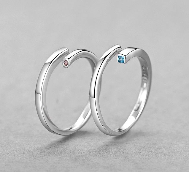 Compatible Les Uns Avec Les Autres S925 Anneaux De Couple Réglables Pour Amoureux En Argent Sterling