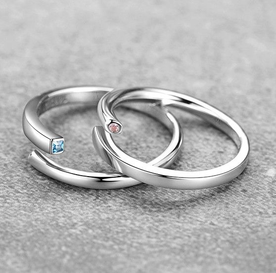 Compatible Les Uns Avec Les Autres S925 Anneaux De Couple Réglables Pour Amoureux En Argent Sterling