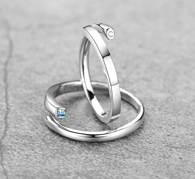 Compatible Les Uns Avec Les Autres S925 Anneaux De Couple Réglables Pour Amoureux En Argent Sterling