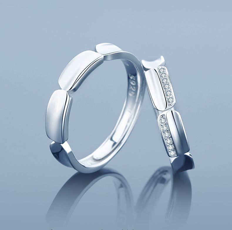 Conception Originale De La Couronne S925 Anneaux De Couple Réglables Pour Amoureux En Argent Sterling