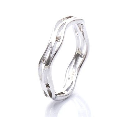 Conception Originale De L'eau Qui Coule S925 Anneaux De Couple Amoureux En Argent Sterling