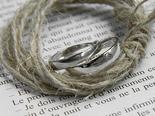 Contrat D'empreintes Digitales S925 Anneaux De Couple Réglables Pour Amoureux En Argent Sterling