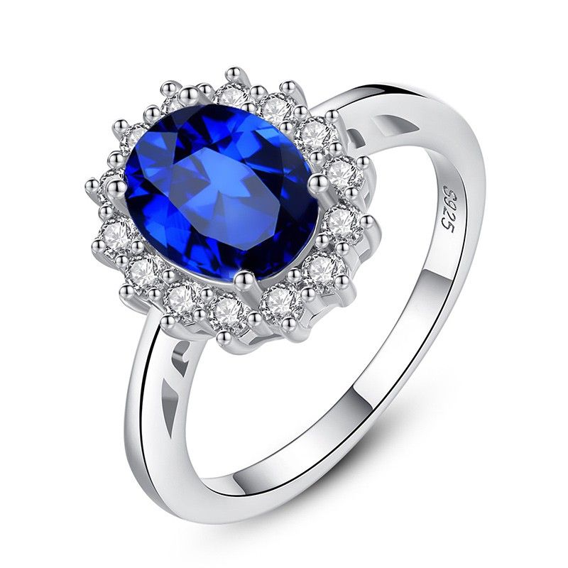 Dazzling Sapphire S925 Silver Bague En Or 18 Carats Pour Femme