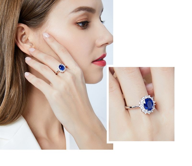 Dazzling Sapphire S925 Silver Bague En Or 18 Carats Pour Femme