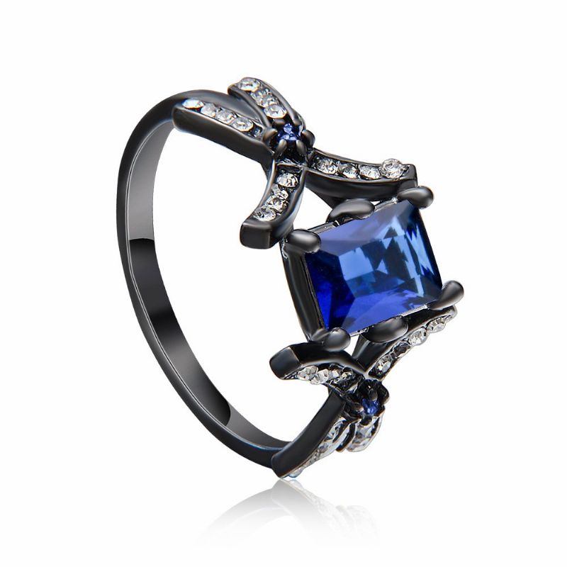 Europe Magnifique Bague De Fiançailles En Or Noir Incrusté De Zircons Cubiques