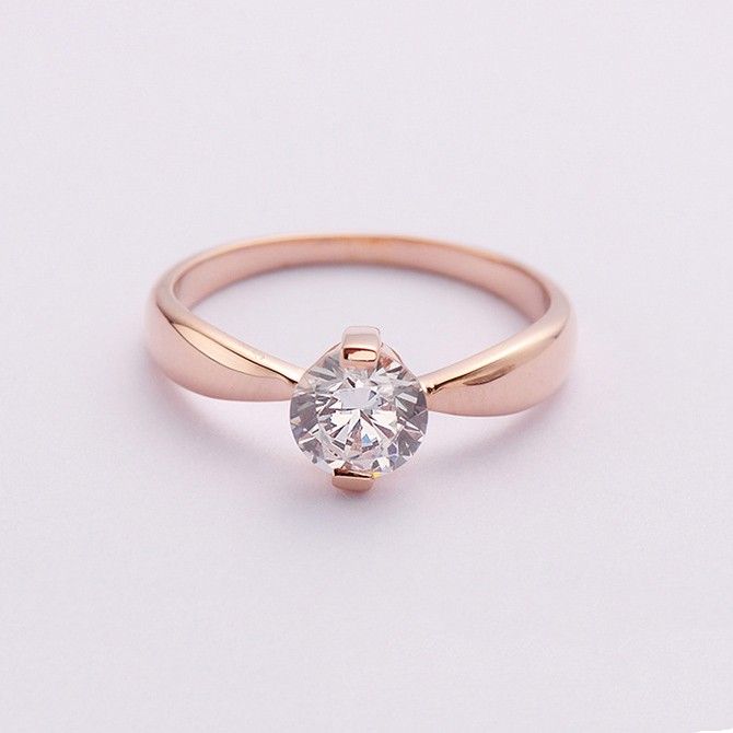 Highlight Temperament S925 Bague De Fiançailles CZ Incrustée En Or Rose 18 Carats Plaqué Argent