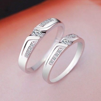 Hommes Et Femmes Du Même Paragraphe Anneaux De Couple En Or 18 Carats Plaqués En Argent Sterling 925