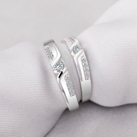 Hommes Et Femmes Du Même Paragraphe Anneaux De Couple En Or 18 Carats Plaqués En Argent Sterling 925