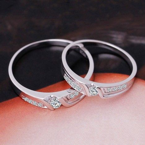 Hommes Et Femmes Du Même Paragraphe Anneaux De Couple En Or 18 Carats Plaqués En Argent Sterling 925