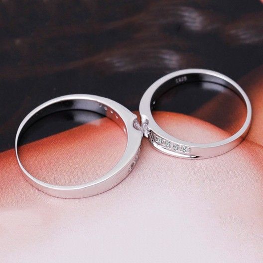 Hommes Et Femmes Du Même Paragraphe Anneaux De Couple En Or 18 Carats Plaqués En Argent Sterling 925