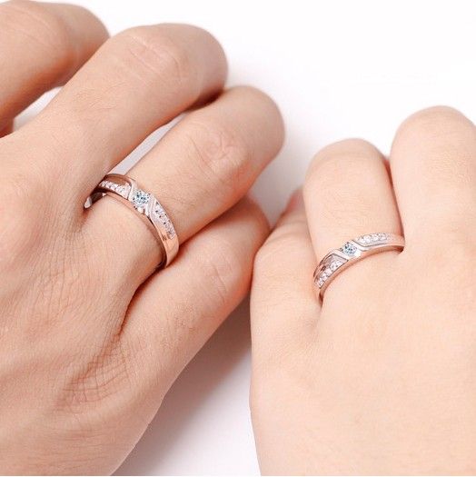 Hommes Et Femmes Du Même Paragraphe Anneaux De Couple En Or 18 Carats Plaqués En Argent Sterling 925