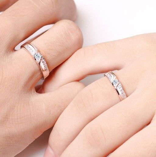 Hommes Et Femmes Du Même Paragraphe Anneaux De Couple En Or 18 Carats Plaqués En Argent Sterling 925