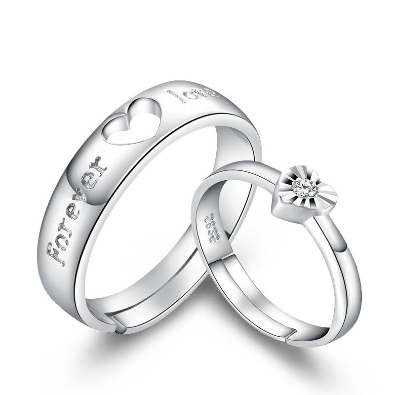 "i Will Always Be With You" Anneaux De Couple Uniques En Argent Sterling 925 Avec Coeur D'amant (prix Pour Une Paire)