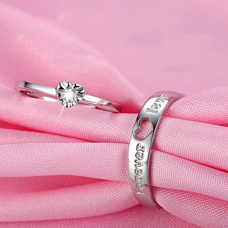 "i Will Always Be With You" Anneaux De Couple Uniques En Argent Sterling 925 Avec Coeur D'amant (prix Pour Une Paire)