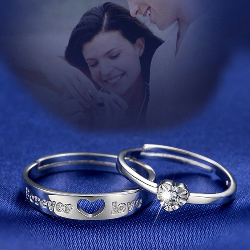 "i Will Always Be With You" Anneaux De Couple Uniques En Argent Sterling 925 Avec Coeur D'amant (prix Pour Une Paire)