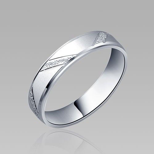 Matting Stripe Style 925 Sterling Silver White Gold Plaqué Bague De Mariage Pour Hommes