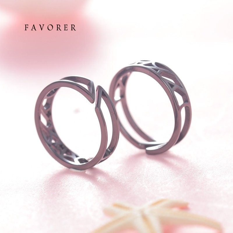 Network Love Story S925 Anneaux De Couple Amoureux D'ouverture En Argent