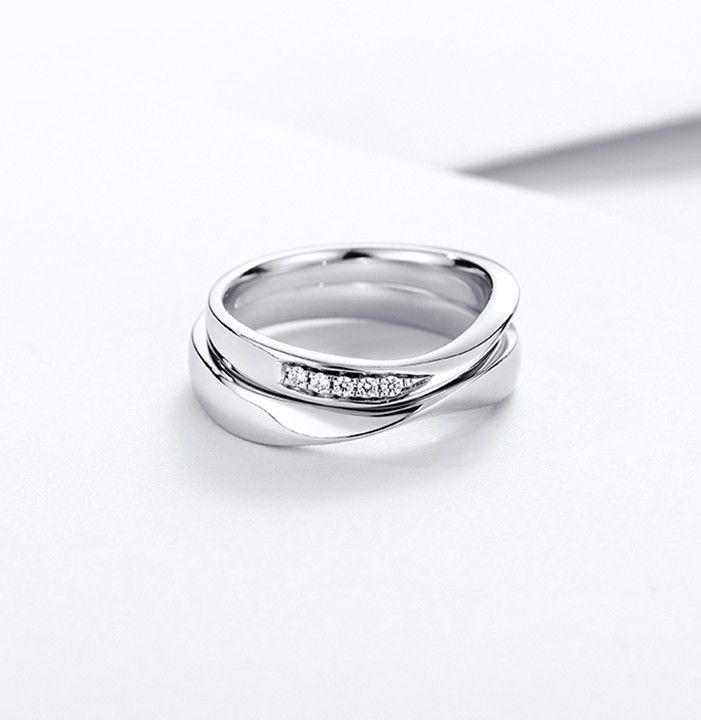 Nouvelle Arrivée 925 En Argent Sterling Mobius Bande Zircon Couple Anneaux