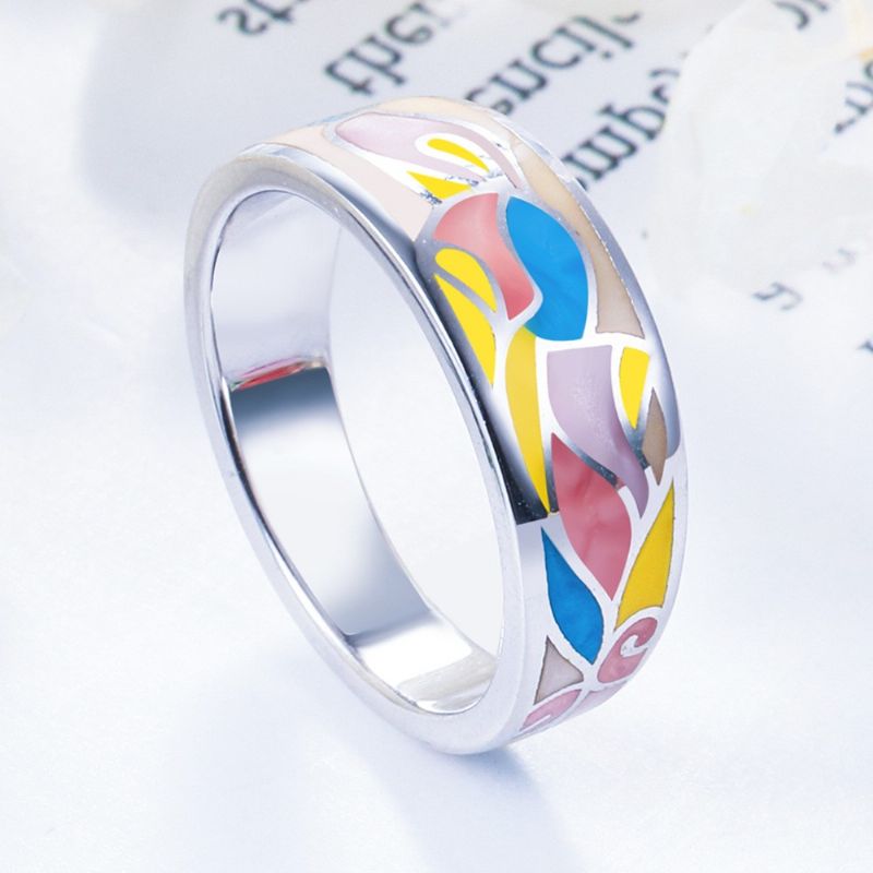 Nouvelle Arrivée Bague En Argent Sterling Émaillé Coloré Pour Femmes