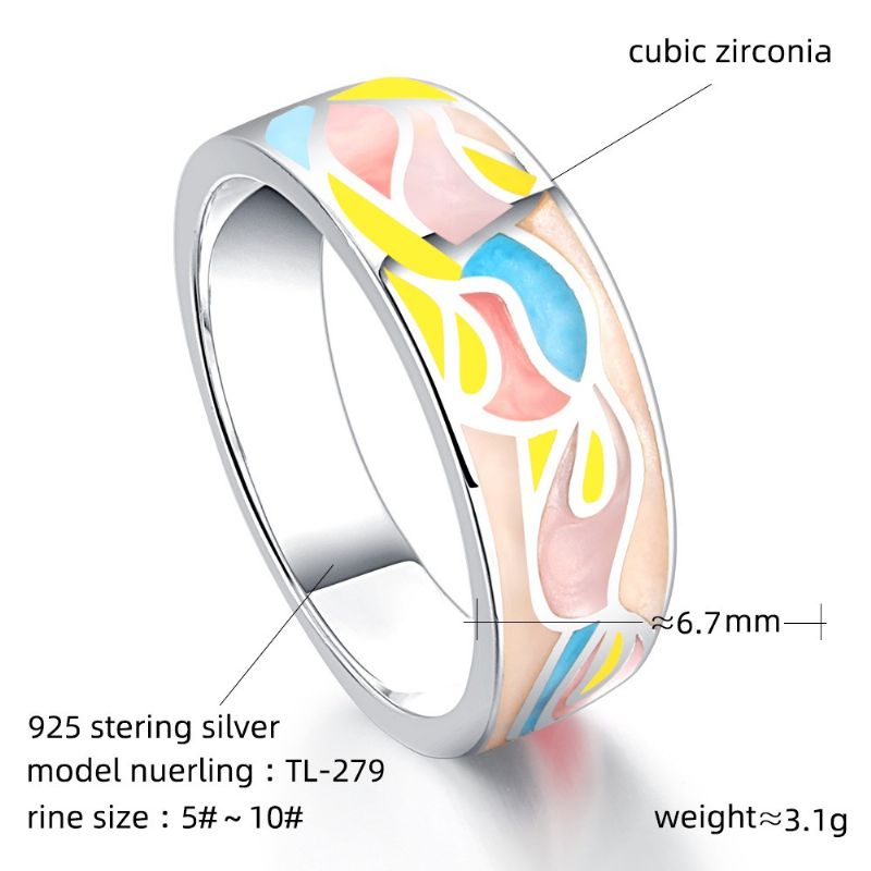 Nouvelle Arrivée Bague En Argent Sterling Émaillé Coloré Pour Femmes