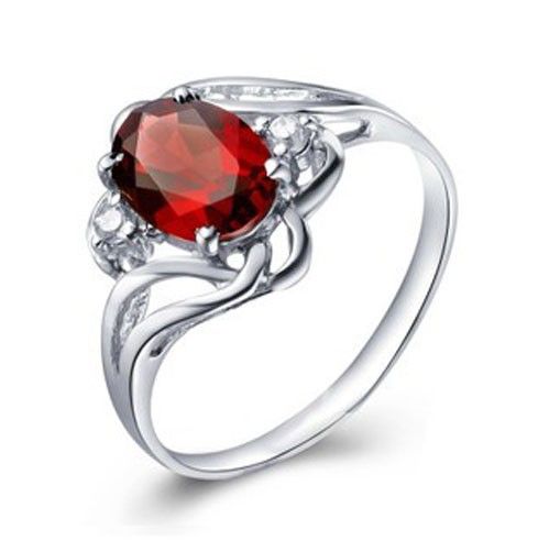 Nouvelle Arrivée Big Mozambique Red Garnet 925 Sterling Silver Ruby Ring