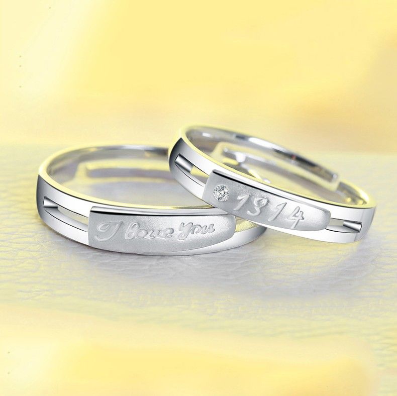 Nouvelles Bagues De Couple En Argent Mat "you Are In My Heart" S925