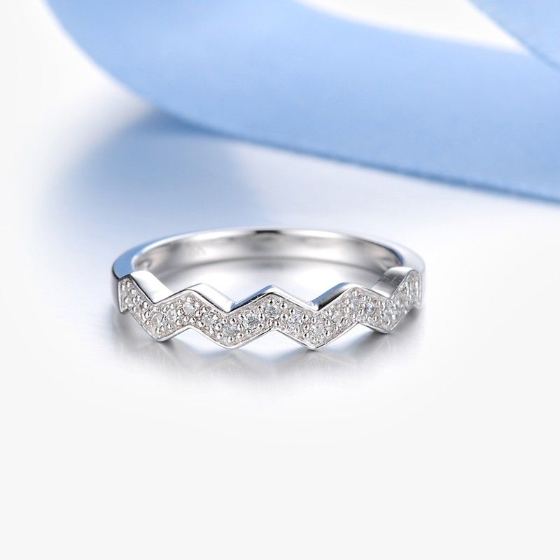 Original Personality Wavy S925 Bague De Fiançailles En Argent Sterling