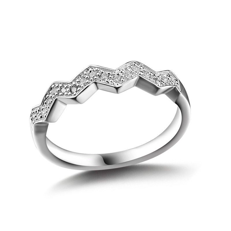 Original Personality Wavy S925 Bague De Fiançailles En Argent Sterling