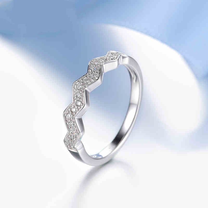 Original Personality Wavy S925 Bague De Fiançailles En Argent Sterling