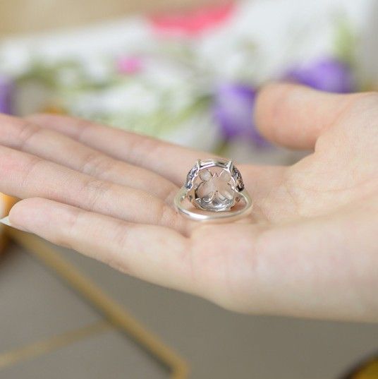 Romantique Butterfly Love S925 Bague En Cristal Blanc Naturel Incrusté En Argent Sterling