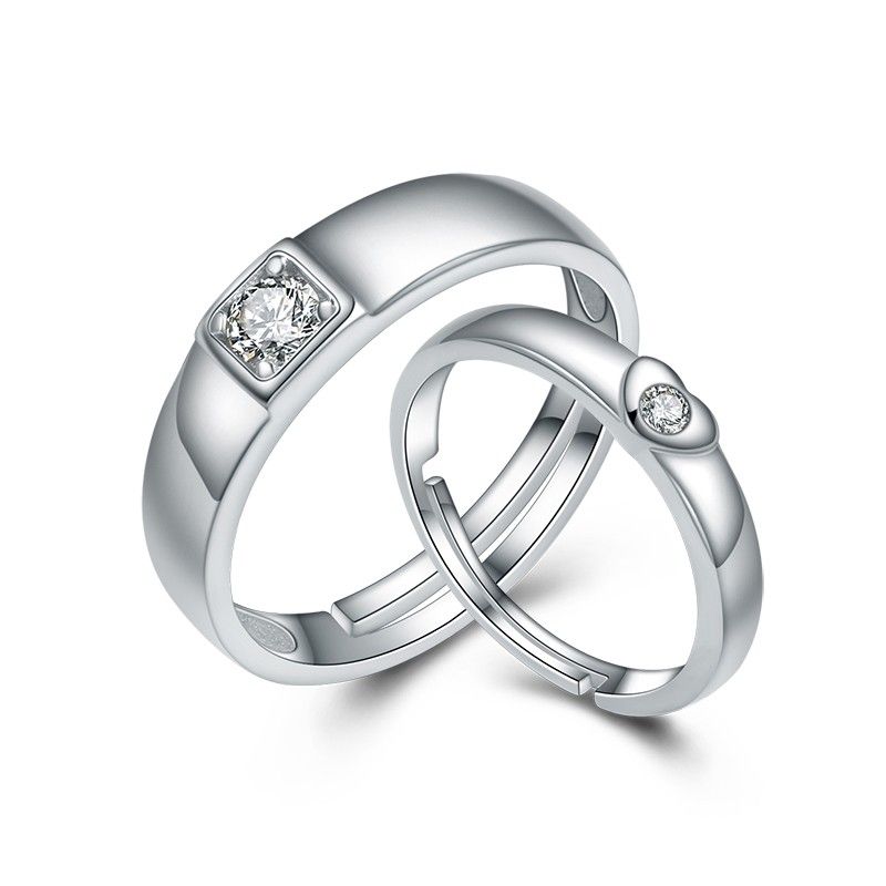 S925 Anneaux De Couple D'ouverture Créative En Argent Sterling