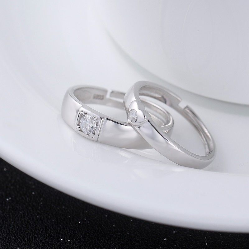 S925 Anneaux De Couple D'ouverture Créative En Argent Sterling