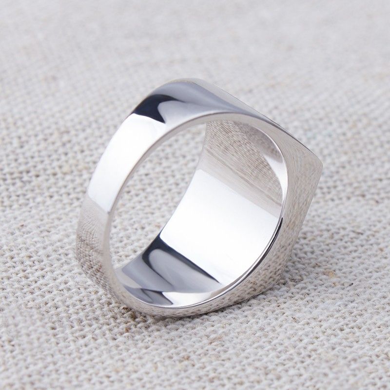 S925 Bague Carrée Onyx Argent Et Noir