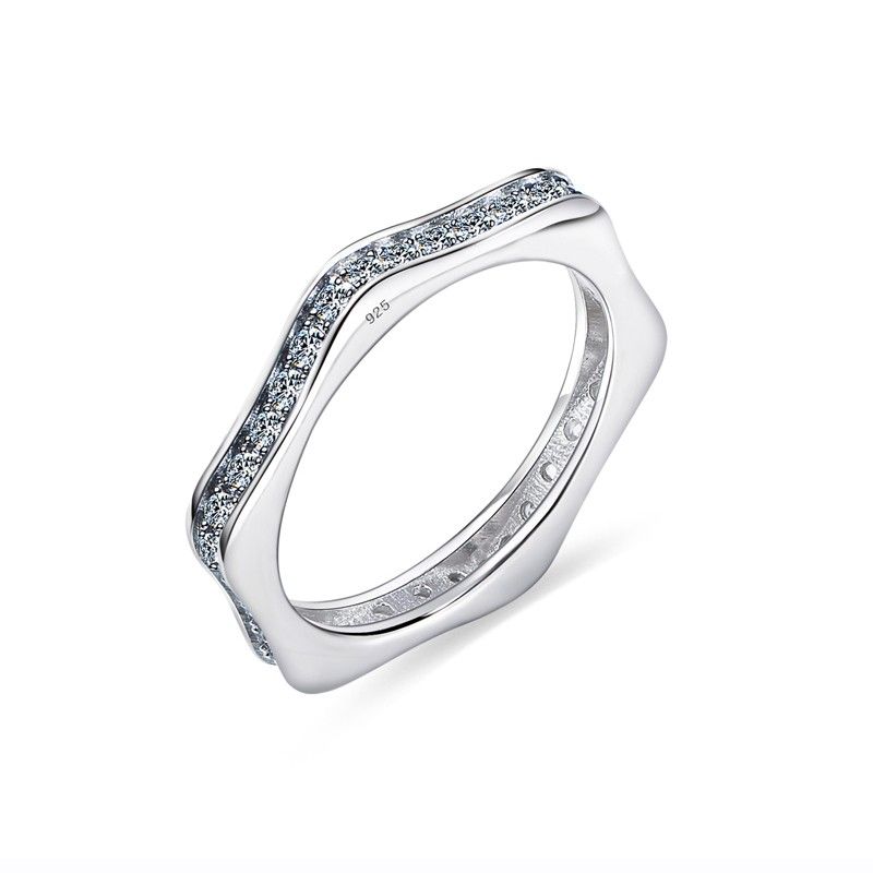 S925 Bague En Forme D'étoile Douce Incrustée D'argent Avec Zircone Cubique